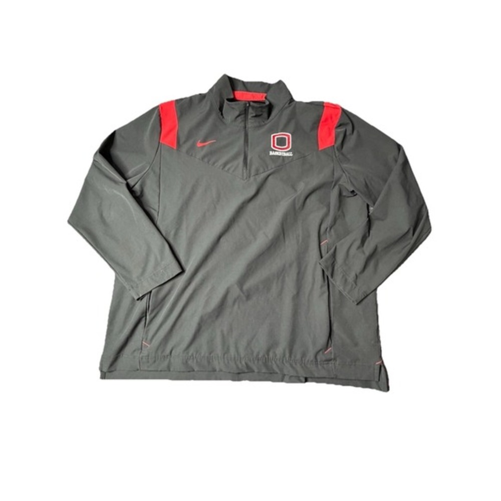 Nike Ohio State‎ Buckeyes Mens XXL Windbreaker 1/4 Zip Pull Over Vented Black